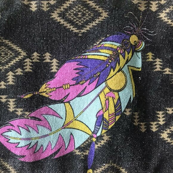 Aztec Design Cosmetic Bag Black Gold Zipper Girls - Picture 4 of 6